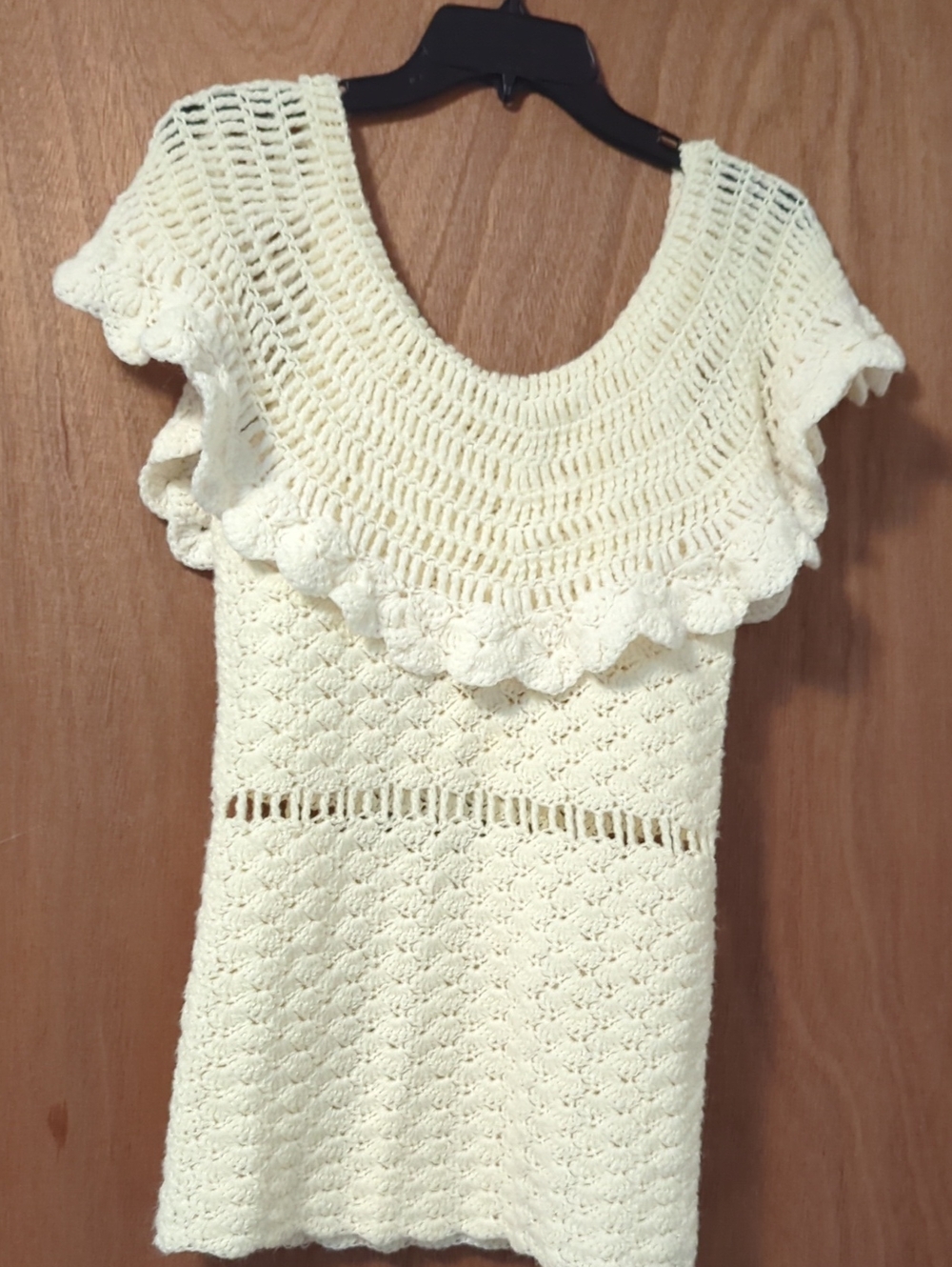 Handmade Cream Crochet Tunic Top